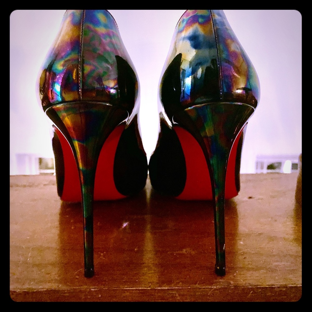 Christian Louboutin gasoline patent heels
